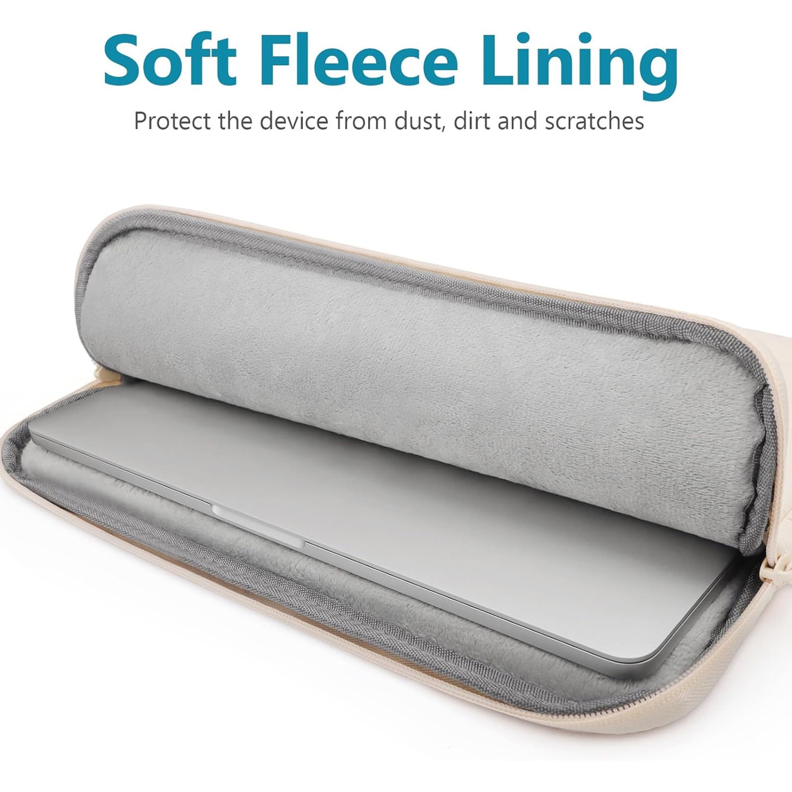 Husa de protectie pentru tableta, asskanaer, Geanta pentru notebook, Capacitate mare, Moale si gros, Rezistent la uzura / impermeabil / rezistent la socuri, Usor de transportat, Poliester, 12.9-13.3 inch, Aproape alb