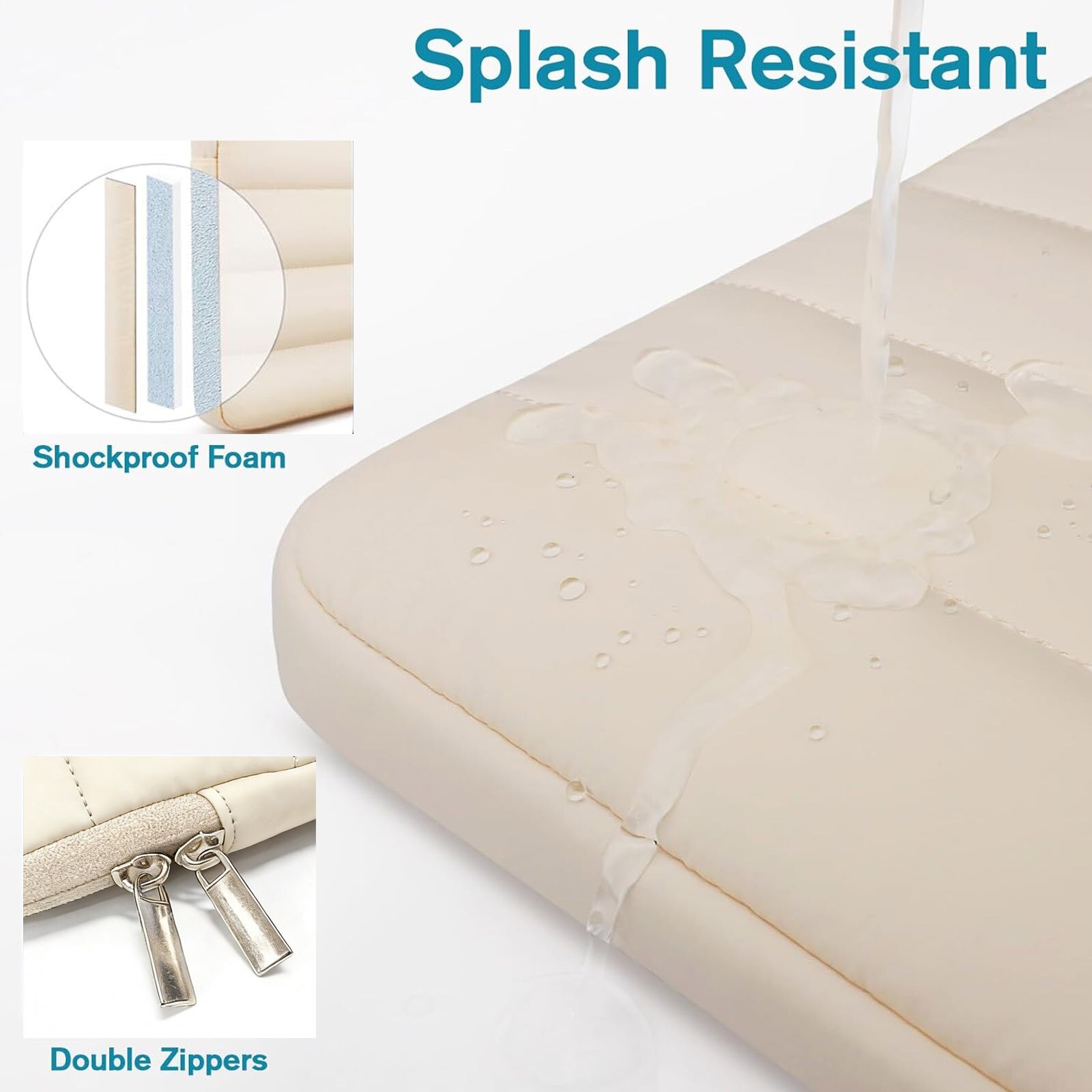 Husa de protectie pentru tableta, asskanaer, Geanta pentru notebook, Capacitate mare, Moale si gros, Rezistent la uzura / impermeabil / rezistent la socuri, Usor de transportat, Poliester, 12.9-13.3 inch, Aproape alb