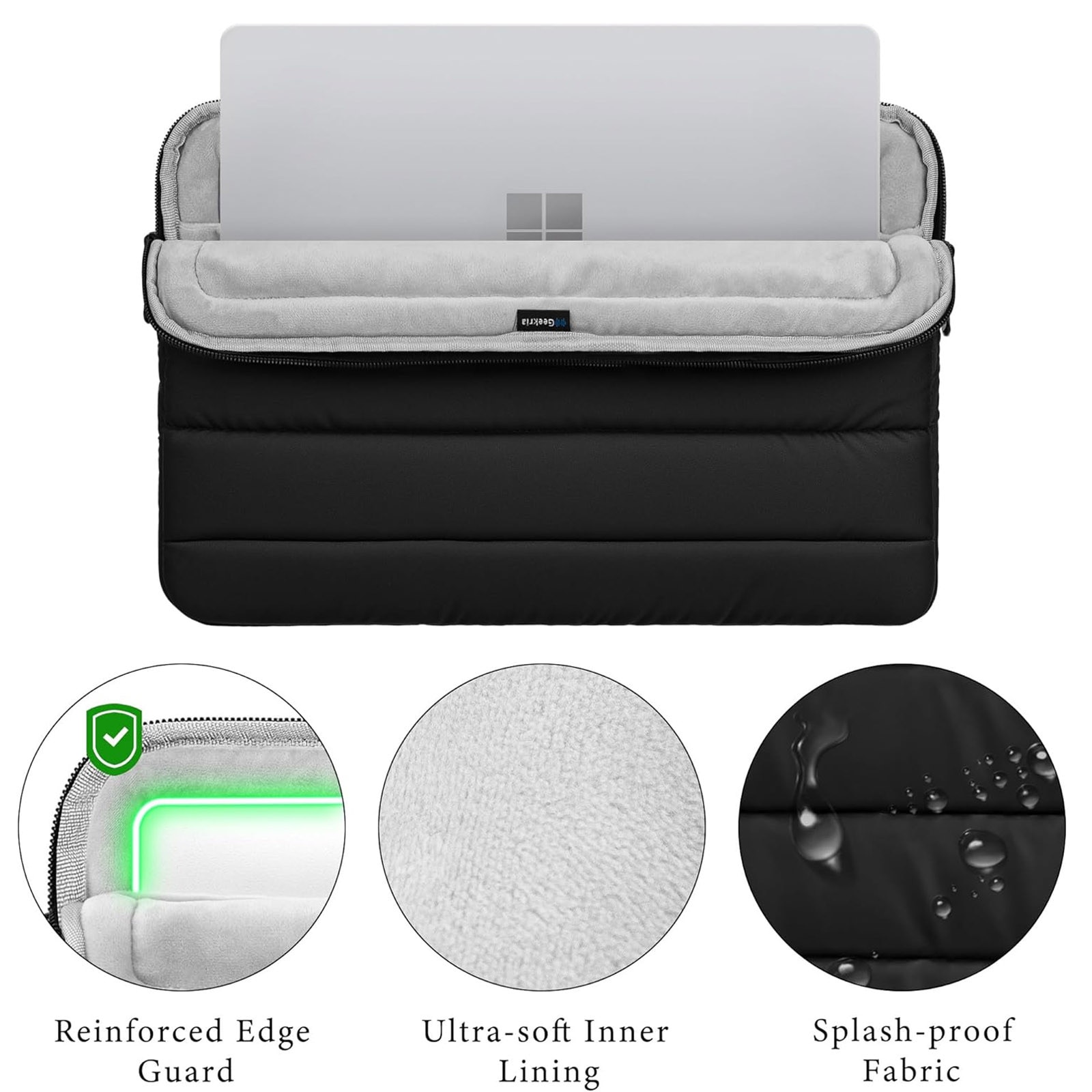 Husa de protectie pentru tableta, asskanaer, Geanta pentru notebook, Capacitate mare, Moale si gros, Protectie 360, Rezistent la uzura/impermeabil/rezistent la socuri, Usor de transportat, Poliester, 12.9-13.3 inch, Negru