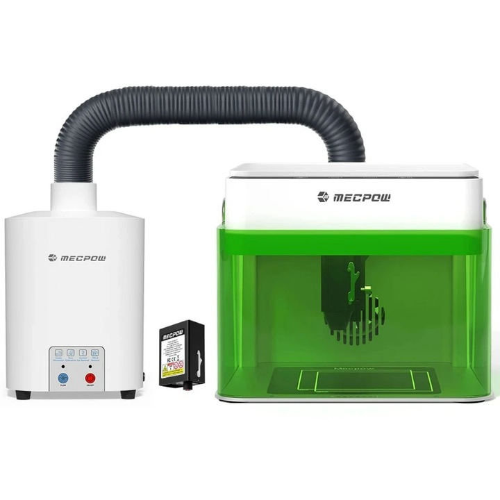 Masina de gravat Mecpow M1, laser dioda 3, 5W, modul IR 1, 2W, extractor de fum, 100x100mm, compact