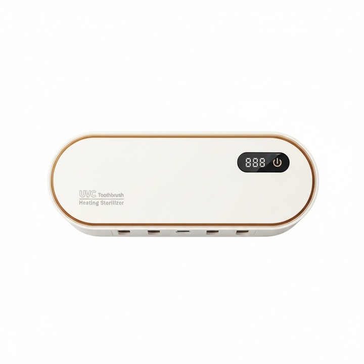 Suport de sterilizare pentru periute de dinti, UVC+UVA, eliminare 99% bacterii, montare pe perete, capacitate 4 periute, alimentare USB, fara gaurire