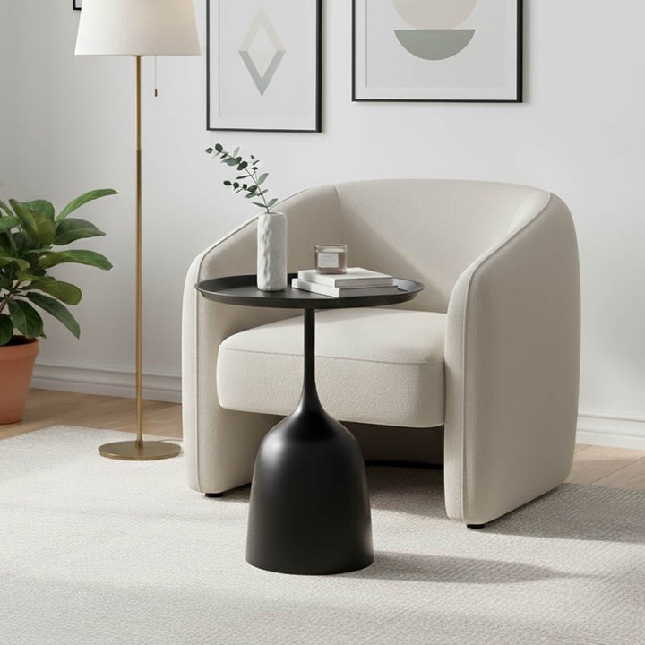 Masuta laterala Agrile, negru, 50x60 cm