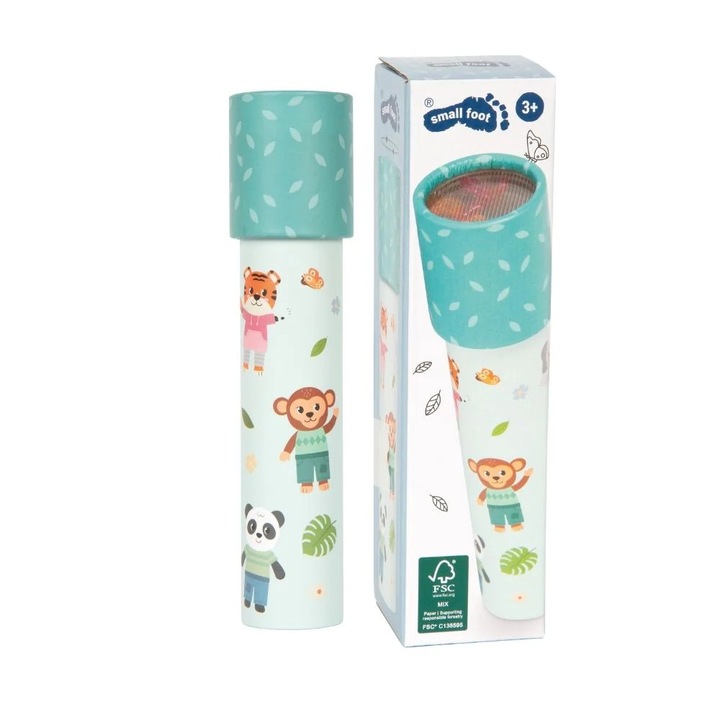 Caleidoscop educațional, Small Foot, Jungle Friends, carton FSC, 4, 5x4, 5x19cm, 3 ani+