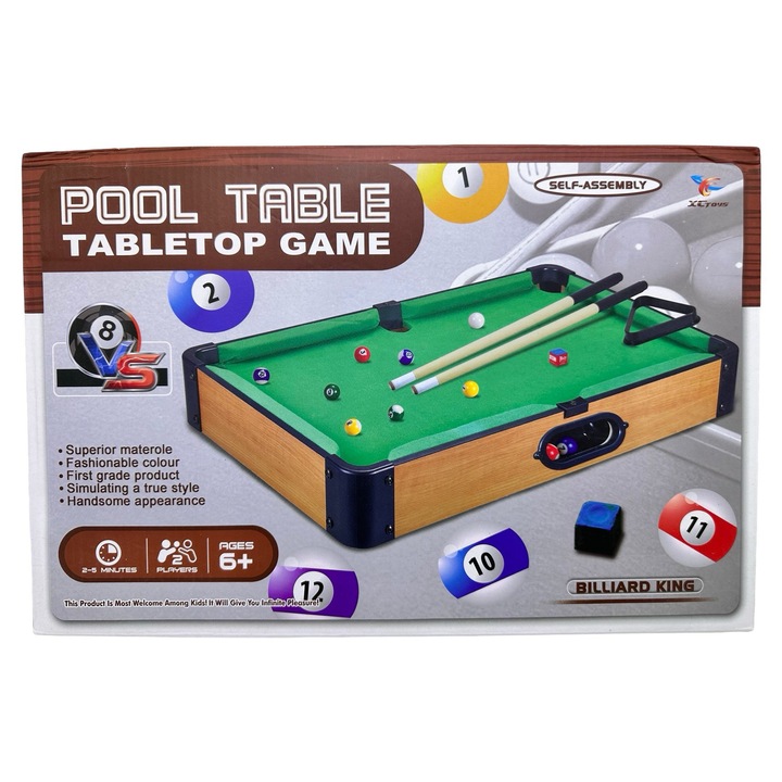 Masa de biliard de masă JPT, compactă, pentru 2 jucători, verde, necesita asamblare ușoară