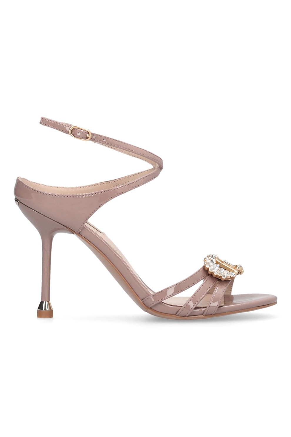 Liu Jo, Sandale de piele ecologica cu toc stiletto si bareta pe glezna, Bej, 38