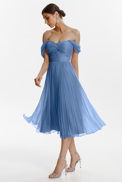 Rochie Framboise Adair midi din matase bleu M