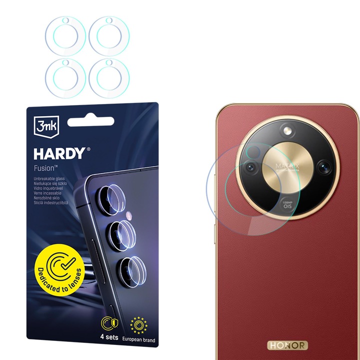 4x Protectie din sticla camera foto pentru Honor Magic8 Lite - 3mk HARDY® Fusion Lens Protection™