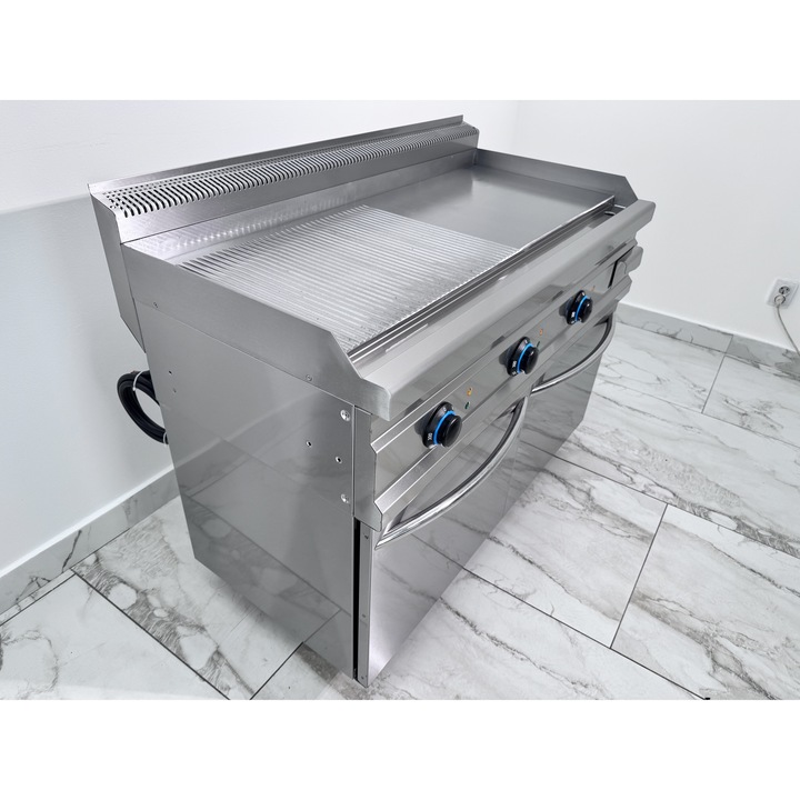Gratar electric cu suprafata neteda si striata Ideal Inox placa gratar 120 cm Linia 630