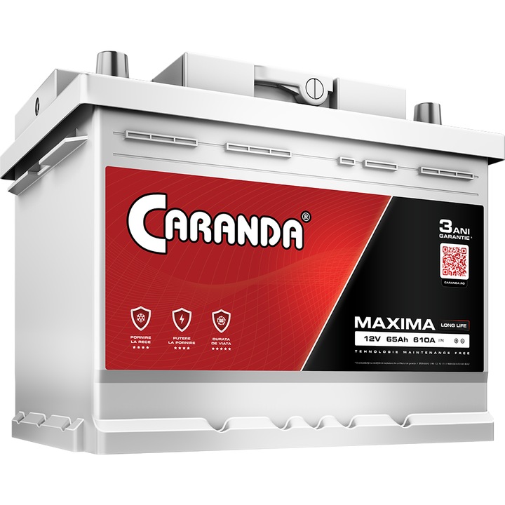 Baterie auto Caranda Maxima, 65Ah, 610A, 12V, Borna stanga