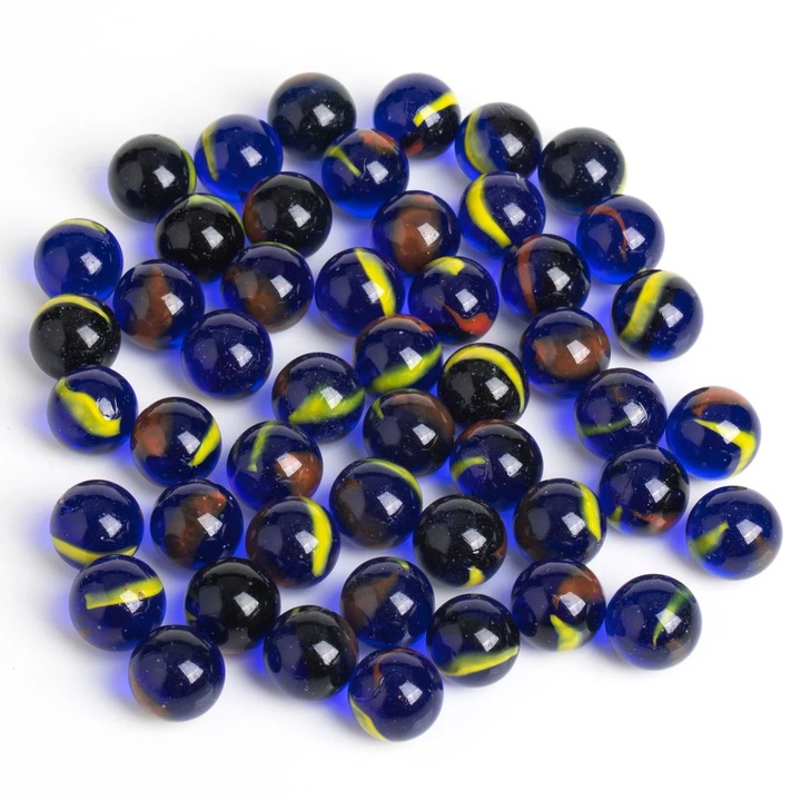 Set 50 Bile, Sticla, Albastru, 15mm