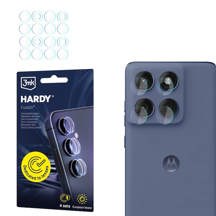 Set 4x Folii Protectie Sticla Hibrida pentru Camera Foto, 3mk Hardy Fusion, Transparent pentru Motorola Edge 60 Fusion