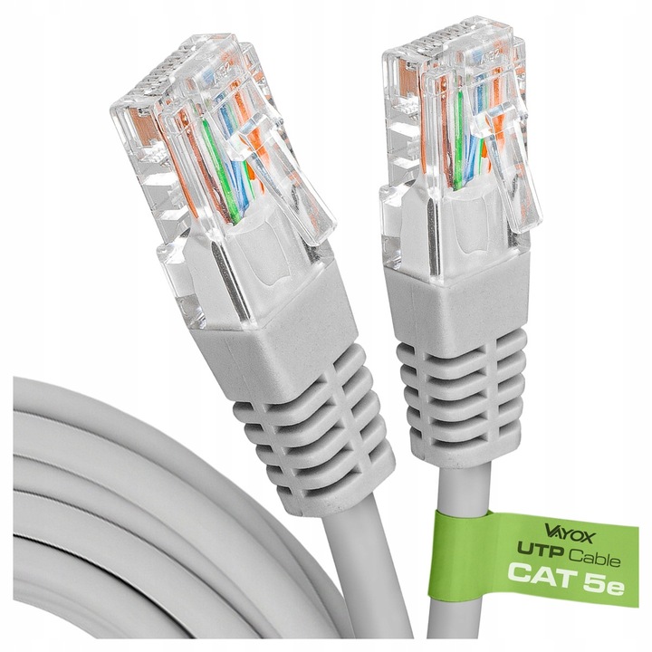 UTP Hálózati Kábel, Vayox, Patch Cord, Ethernet Cat.5e 25m, RJ45, Szürke