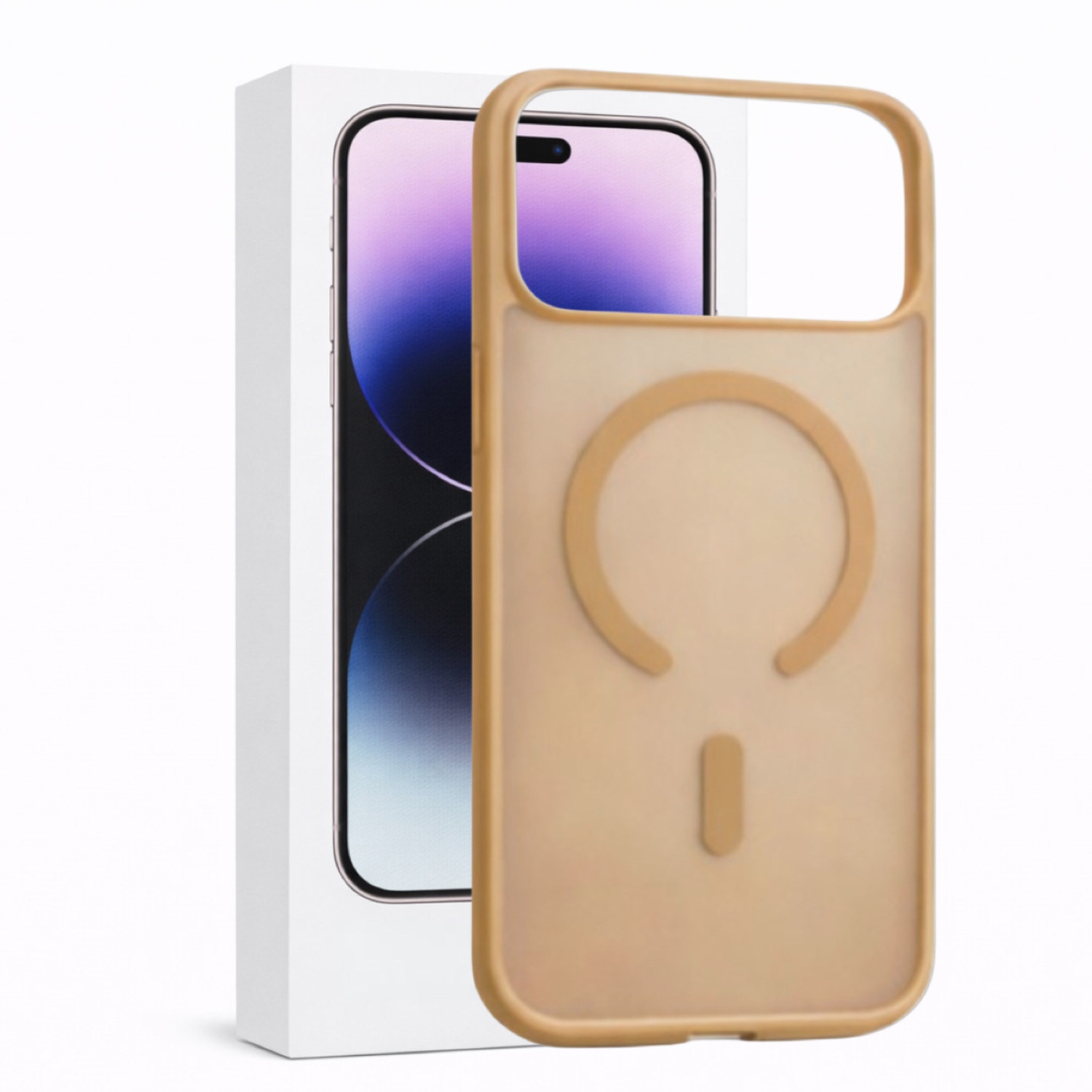 Husa compatibila iPhone 17 Pro Max MagSafe Bej, Protectie Premium, Mata, Antisoc