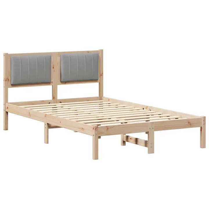 Cadru de pat vidaXL, cu tablie tapitata Gri deschis 120 x 200 cm