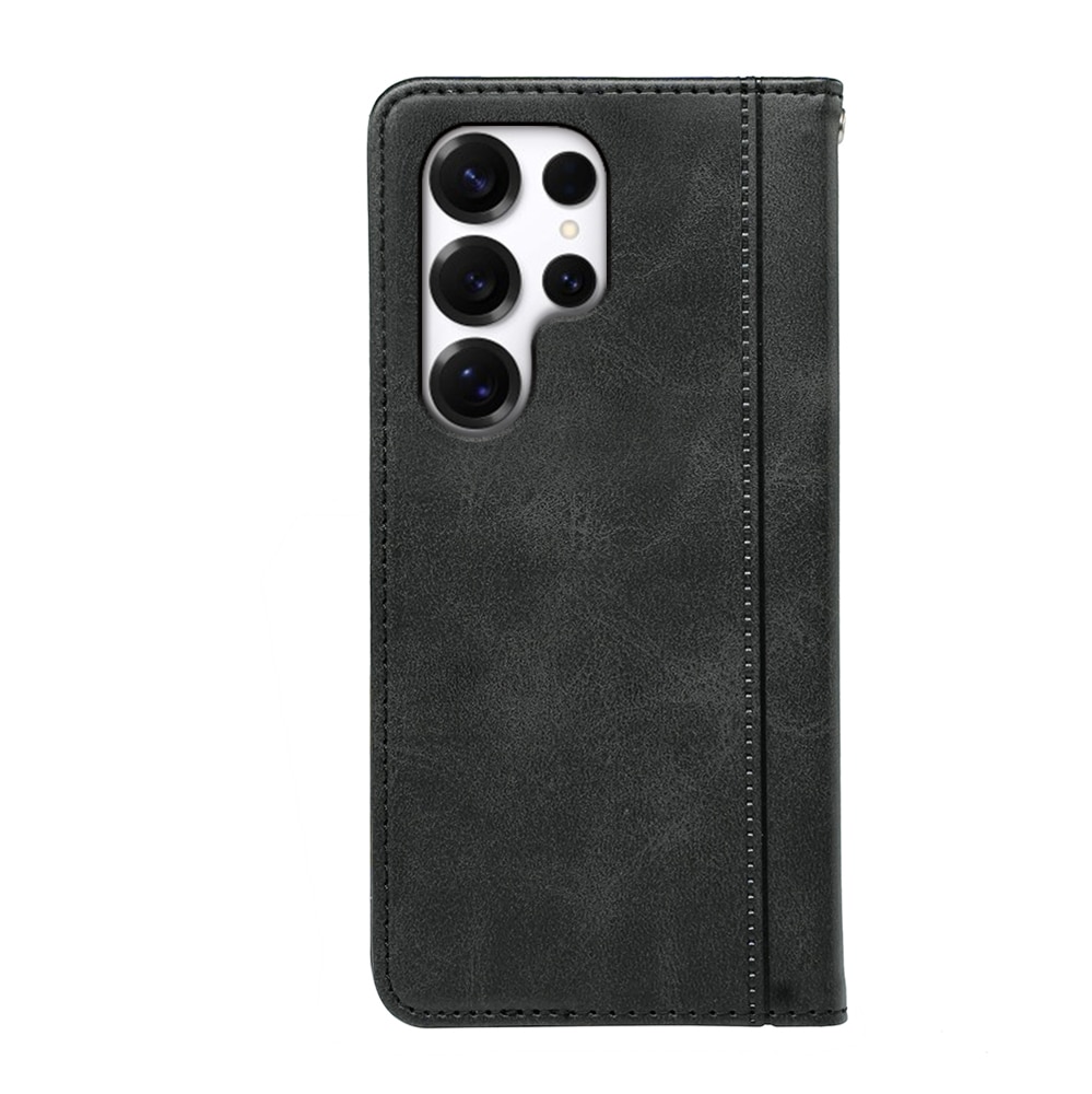 Husă portofel Omelivon, piele fină, negru, suport, pentru Samsung Galaxy S25 Ultra
