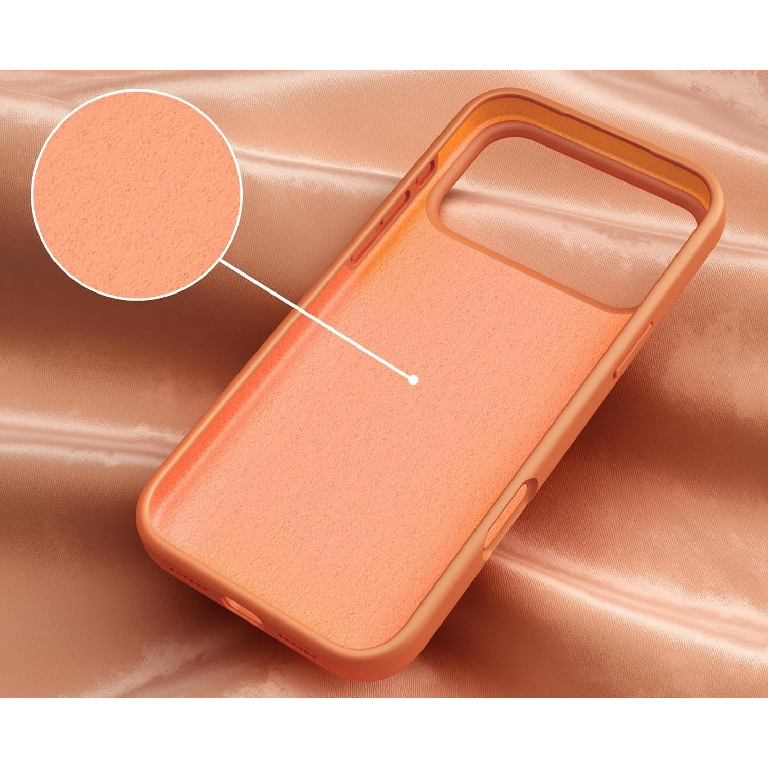 Husa protectie compatibila cu iPhone 17 Pro Max, slim, silicon, Portocalie cu interior din microfibra, protectie camera, protectie ecran, ISAG