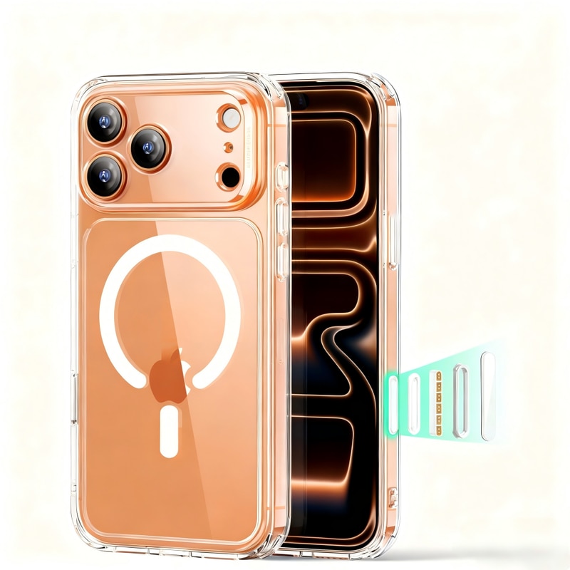Husa de protectie transparenta pentru iPhone 17 Pro, margini ridicate, absorbtie de soc, compatibila cu incarcare wireless