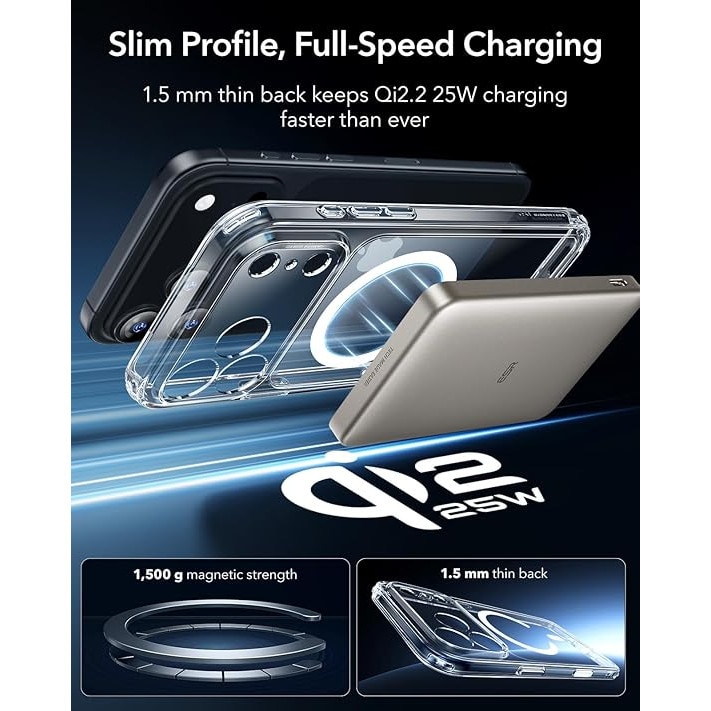 Husa de protectie transparenta pentru iPhone 17 Pro, margini ridicate, absorbtie de soc, compatibila cu incarcare wireless