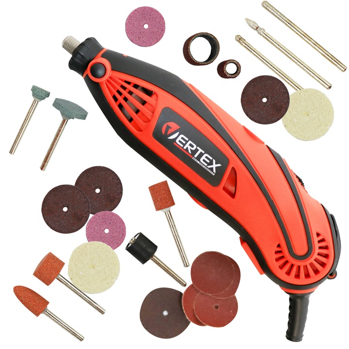 Mini-polizor multifunctional 135 W Vertex, in valiza cu accesorii (40 de bucati)