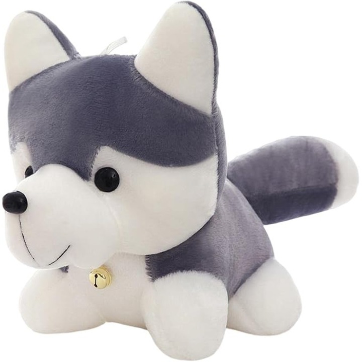 Jucarie de plus Husky, 25cm, material moale, decorativa pentru camera si canapea