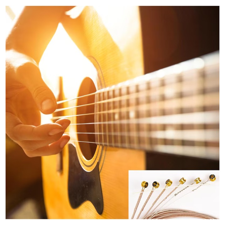 Set 6 corzi pentru chitară acustică, Alice A206, metal, rezistență la coroziune