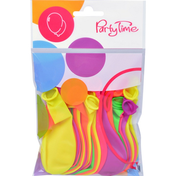 Neon lufi szett, 15 darab, 24cm, többszínű