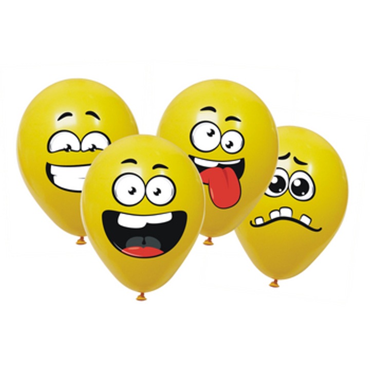 Комплект декоративни балони, 6 броя, 25 см, жълти, със стикери за момичета, Arpex