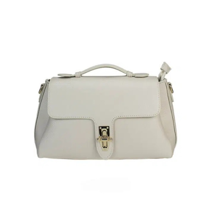 Geanta dama din piele naturala Matis Atelier Catalina, Beige Clair, 32,5 x 18 x 13 cm