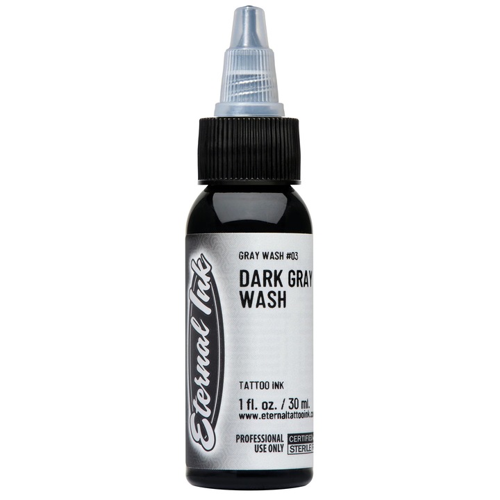 Tus de tatuat ETERNAL, Dark GrayWash, 30ml, gri, calitate profesionala