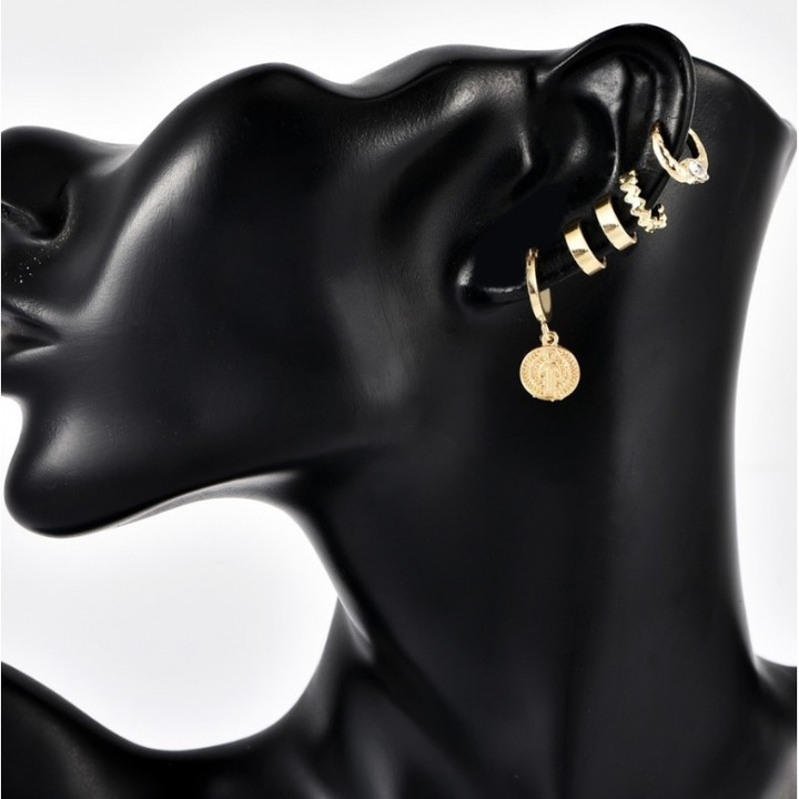 Set 5 cercei, 4/4.8/6cm, Aurii