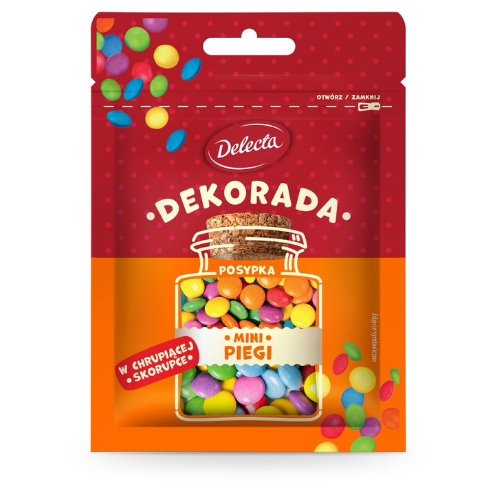 Decoratiuni pentru prajituri Delecta Mini Piegi colorate 30g, multicolor
