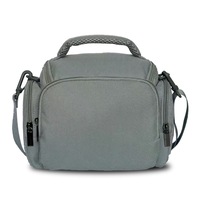 Geanta aparat foto video pentru umar, AFKSMILE, Geanta impermeabila de umar pentru camere foto DSLR, 1 compartiment central si 3 buzunare laterale, Curea Reglabila, Impermeabila, Panza Oxford/Poliester, 17*10*16cm, Gri