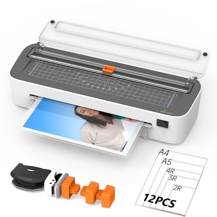 Masina de laminat A4, Wacorresi, 11 în 1, alb, cu taietor de hartie și perforator