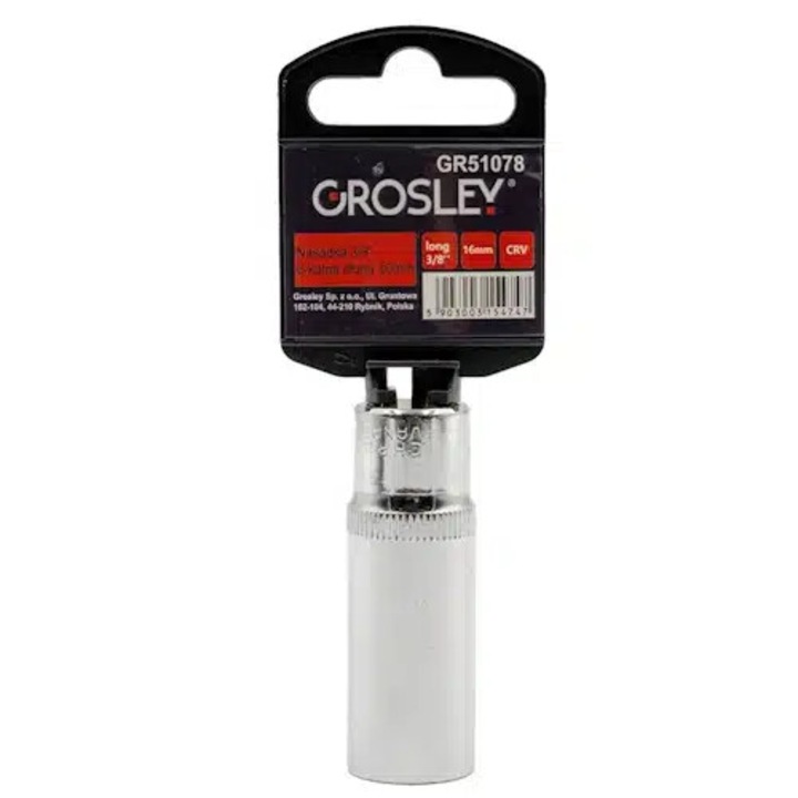 Cheie tubulară lungă GROSLEY 3/8", 6 laturi, blister - 13