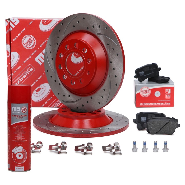Fékbetét és féktárcsa készlet Master-Sport, hátsó, 24011201761SE, 201221760, 2.7 TDI quattro, 2698 cm3, többszínű