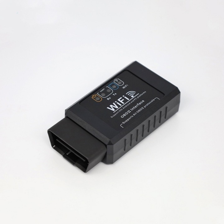 OBD2 WIFI autódiagnosztikai eszköz, fekete, 9.6x6.5x3cm, hibakód olvasás, Android/Windows/iOS kompatibilis