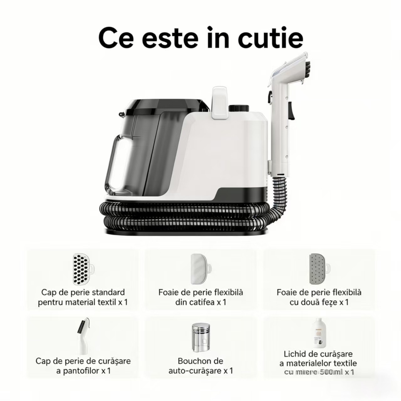 Aspirator cu Spalare Uwant Y100, 600W, 18Kpa, 2 Rezervoare de 1,2L, Auto-curatare, Alb