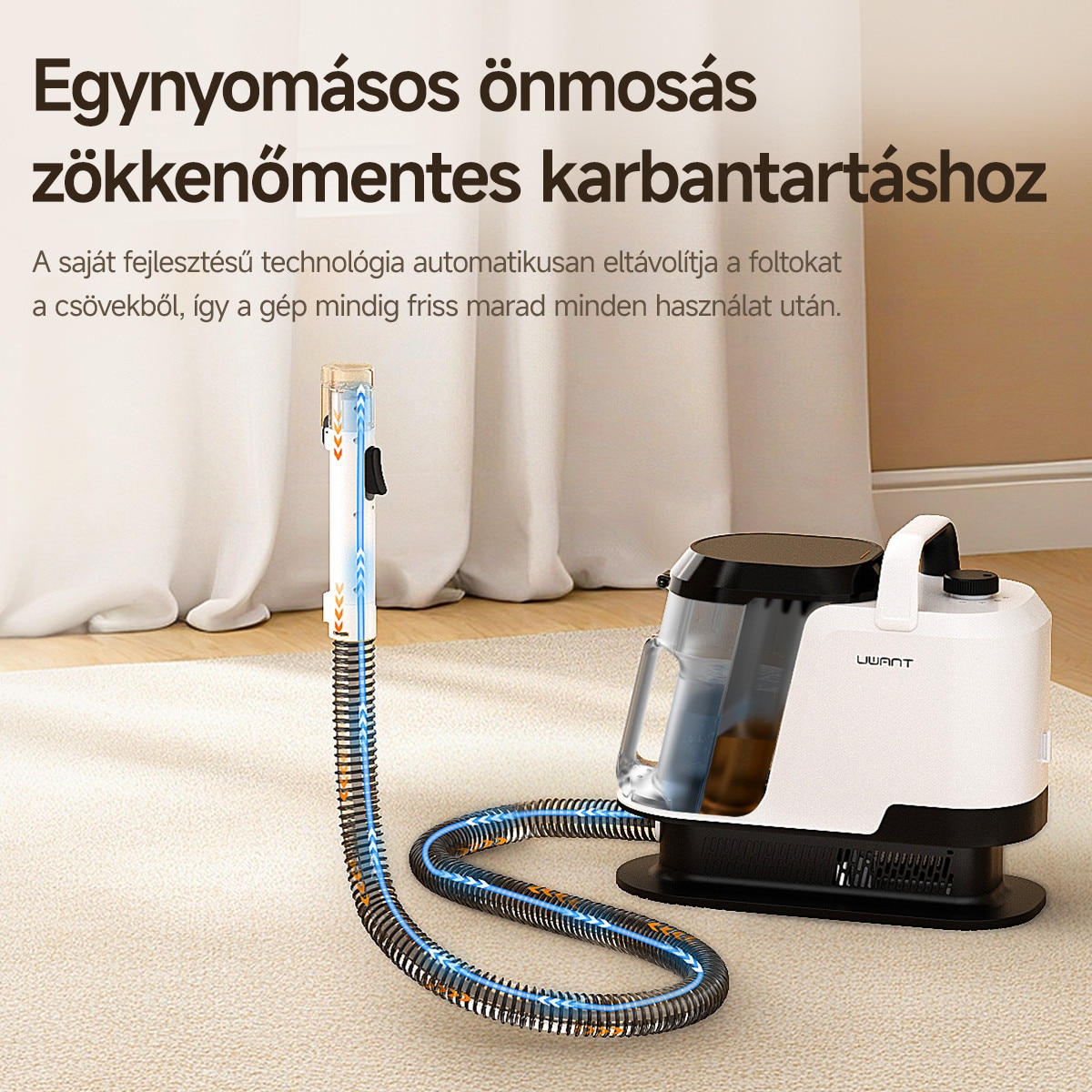 Aspirator cu Spalare Uwant Y100, 600W, 18Kpa, 2 Rezervoare de 1,2L, Auto-curatare, Alb