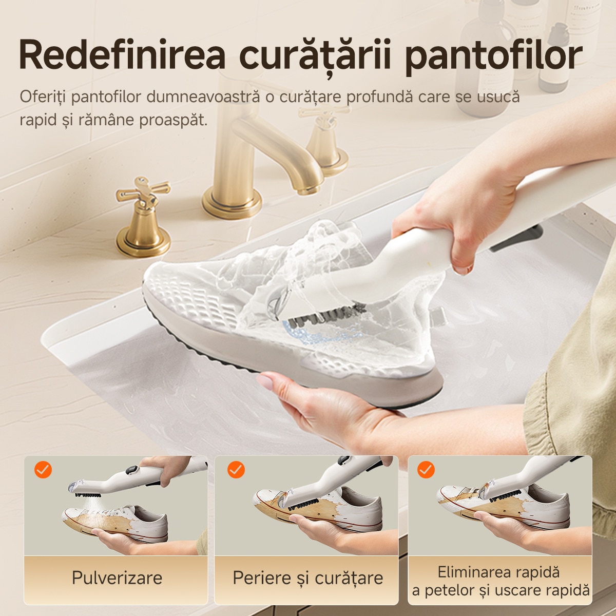Aspirator cu Spalare Uwant Y100, 600W, 18Kpa, 2 Rezervoare de 1,2L, Auto-curatare, Alb