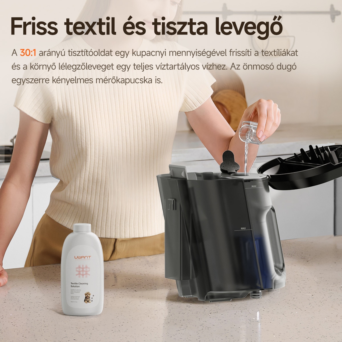 Aspirator cu Spalare Uwant Y100, 600W, 18Kpa, 2 Rezervoare de 1,2L, Auto-curatare, Alb