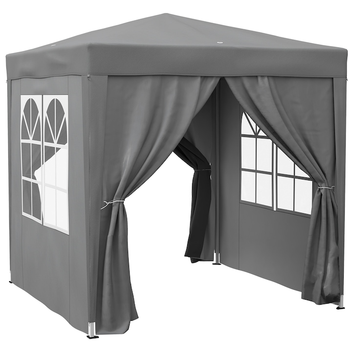 Foisor Pliabil Pop Up, Outsunny, Tesatura Oxford, otel,2m x 2m x 2,4m, Gri
