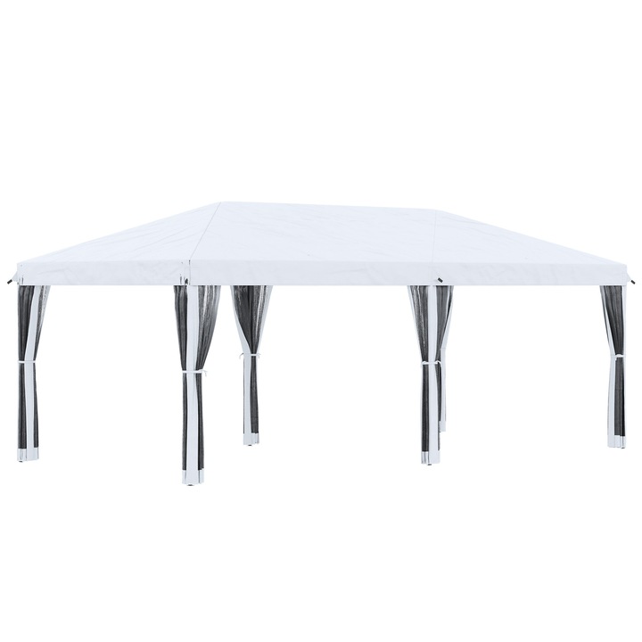 Cort Pop-Up Rezistent, Outsunny, Otel, material Oxford,585cm x 295cm x 270cm, Crem