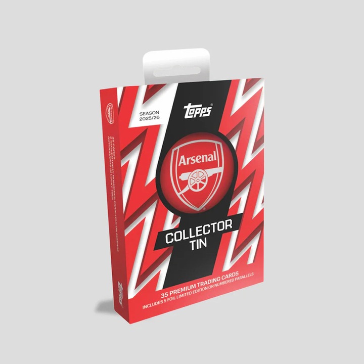 2025/26 Topps Arsenal FC Soccer Collector Tin Box (35db Focis kártya, benne garantált 2 sorszámozott kártya!)