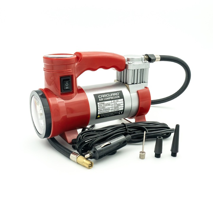 Compresor auto 12V – 30 L/min – 150 PSI – carcasa metal + LED frontal