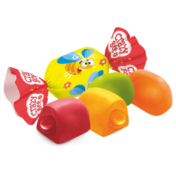 Caramele Crazy Bee, Roshen, cu umplutura fructata, 1 kg, multicolor
