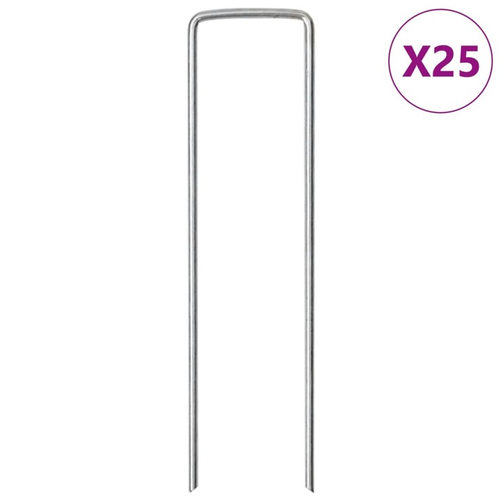 Tarusi de pamant in forma de U 25 buc. 15x3 vidaXL, 5cm otel galvanizat