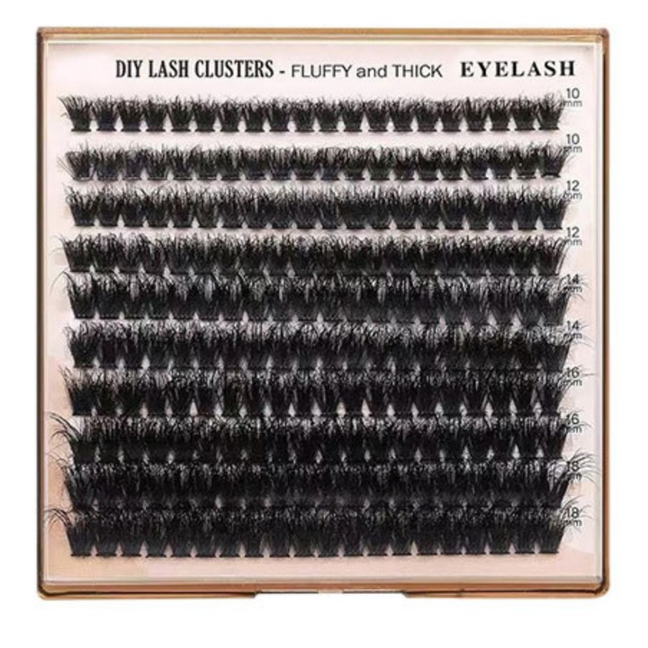 Kit extensii gene false, Rqiurpn, 200D, 10-18mm, természetes megjelenés, újrahasználható, Lunniquee®, Fekete