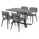 Set mobilier gradina/terasa 4 scaune fara brate si masa, Maison Mex CLEO/NEXUS, negru/antracit/gri