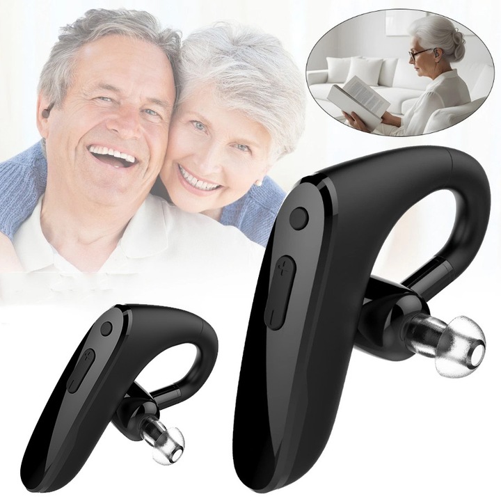 Set 2 Aparat Auditiv Reincarcabil Digital, Bedee, Bluetooth 5.4, Sunet Clar, 8 niveluri de volum, Putere maxima de iesire a sunetului: ≤117 dB, Poate fi folosit ca o casca Bluetooth obisnuita, Durata de viata a bateriei de 20 de ore, Negru
