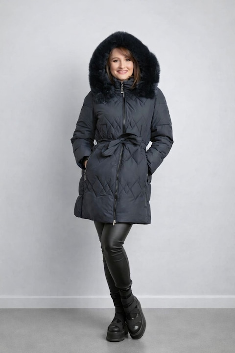 Geaca Valerie cu gluga, Bleumarin